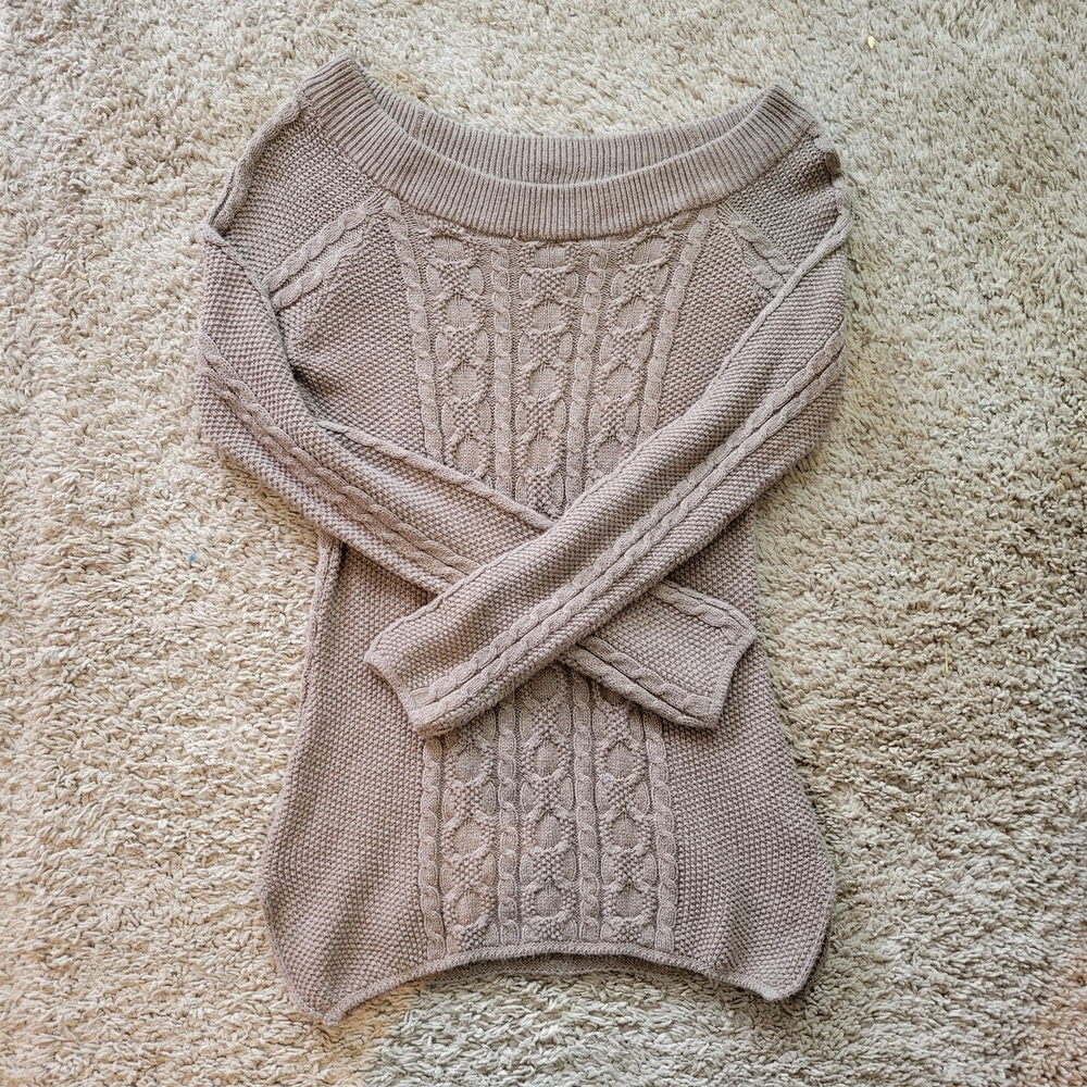 Women's Cable Knit Sweater - Taupe